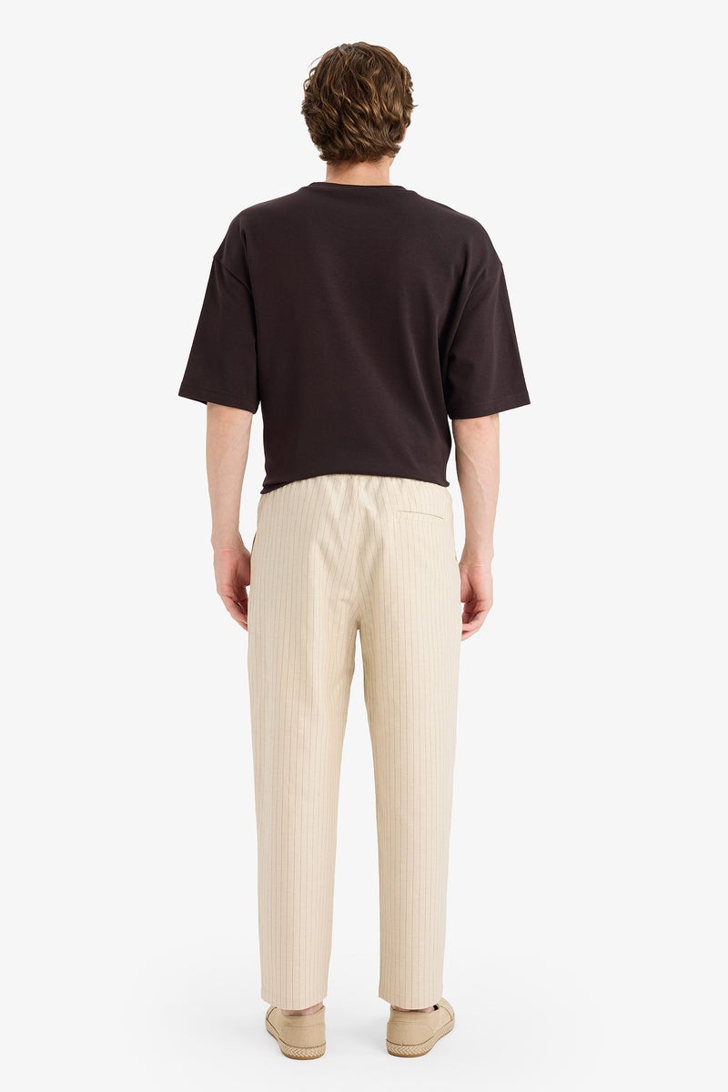 DeFacto Beige Man Cotton Linen Trousers Casual - Image 5